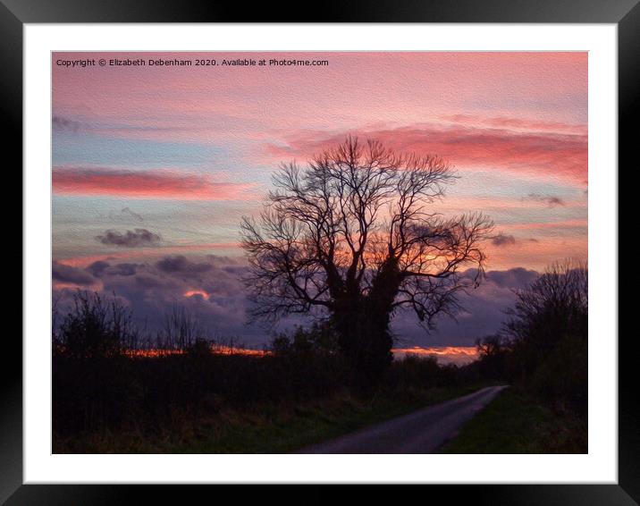 Pink and grey sunset in Lincolnshire Framed Mounted Print by Elizabeth Debenham
