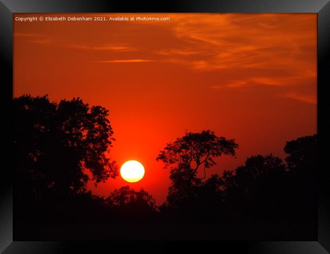 Fiery Sunset Framed Print by Elizabeth Debenham