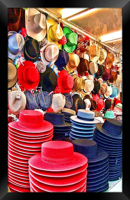 Traditional hats at Malaga feria Framed Print by Adrian Wilkinson