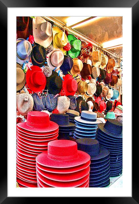 Traditional hats at Malaga feria Framed Mounted Print by Adrian Wilkinson