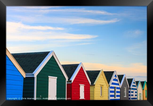 Colourful Beach huts at Southwold Suffolk Framed Print by Chris Warren