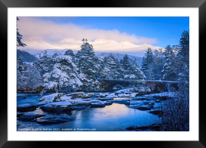 Falls of Dochart Killin Scotland in winter  Framed Mounted Print by Chris Warren