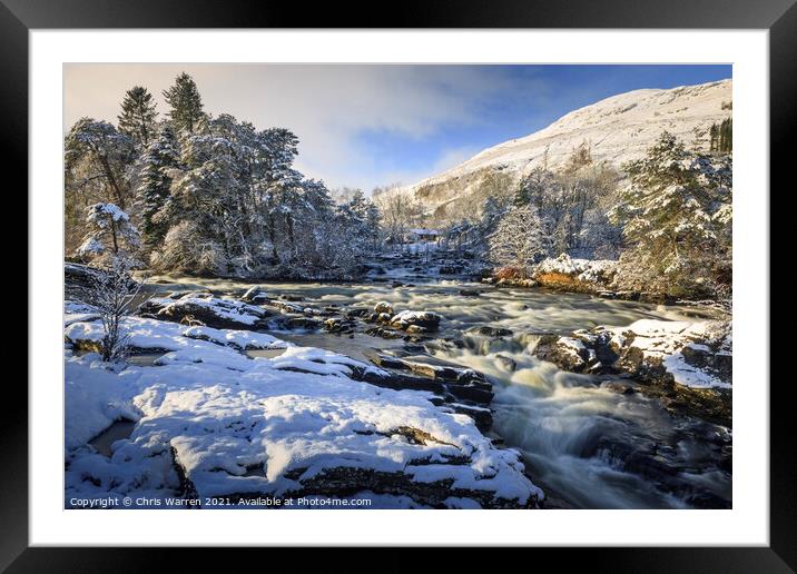 Falls of Dochart Killin Scotland in winter  Framed Mounted Print by Chris Warren
