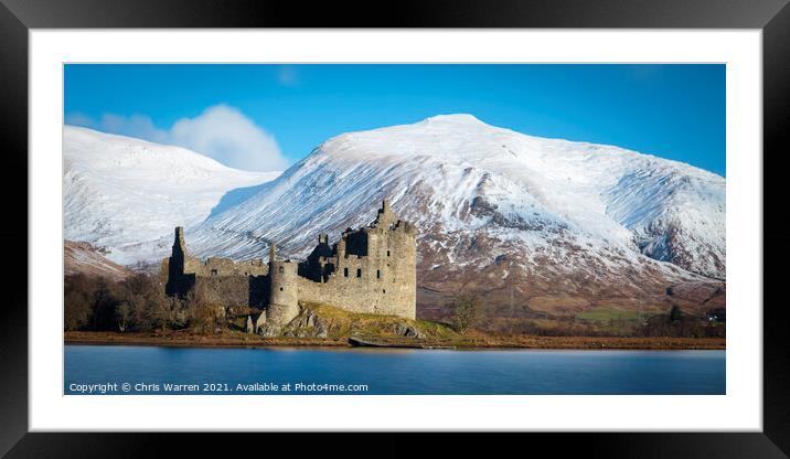 Kilchurn castle Loch Awe Scotland winter snow Framed Mounted Print by Chris Warren