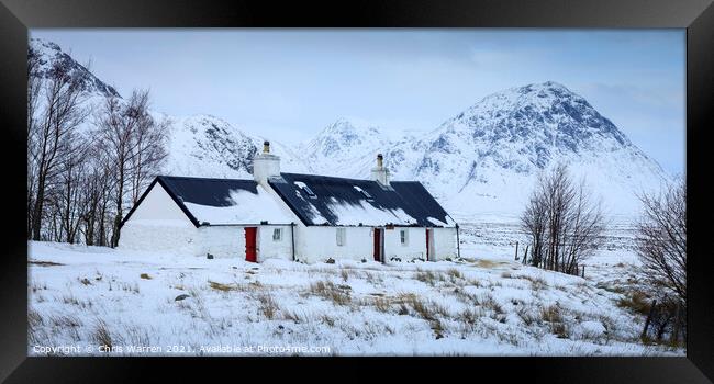 Black Rock Cottage Glencoe Scotland in winter snow Framed Print by Chris Warren