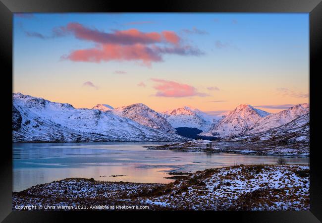 Dawn light over Loch Arklet Scotland in winter Framed Print by Chris Warren