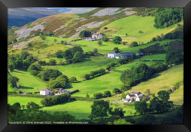 Lush green hillside of Tawe Valley Brecon Powys  Framed Print by Chris Warren