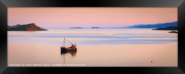 Lone boat moored at Loch Melfort Scotland Framed Print by Chris Warren