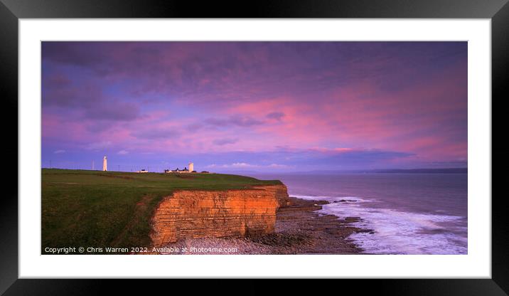 Nash Point Lighthouse in the evening light Framed Mounted Print by Chris Warren