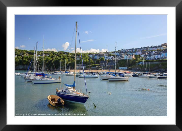 Boats moored at Newquay Wales Framed Mounted Print by Chris Warren