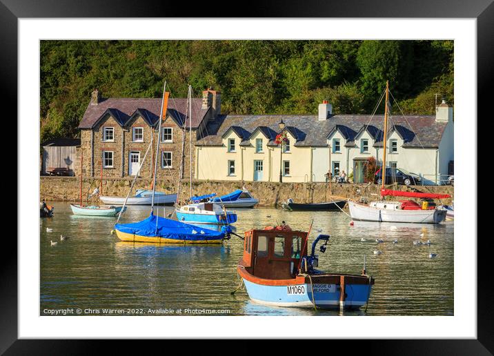 Pretty quayside cottages at Lower Town Fishguard  Framed Mounted Print by Chris Warren