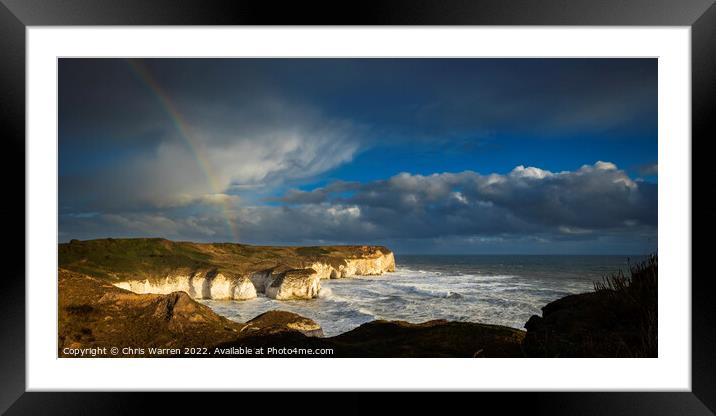 Rainbow over Flamborough Head North Yorkshire Framed Mounted Print by Chris Warren