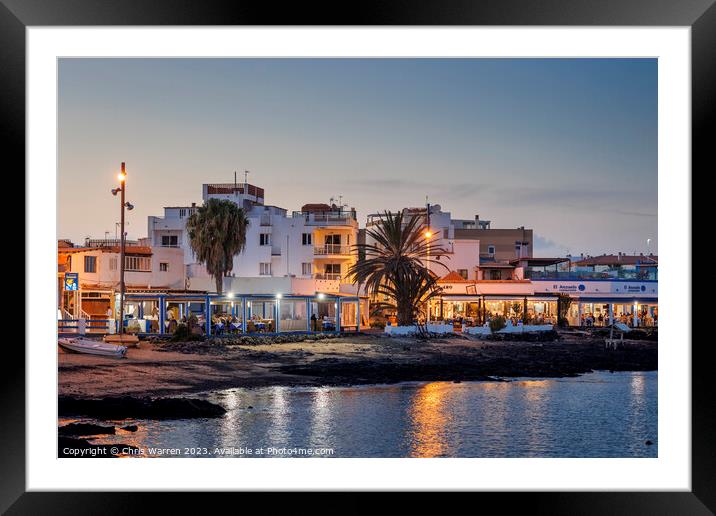 Old Town beach Corralejo Fuerteventura at twilight Framed Mounted Print by Chris Warren