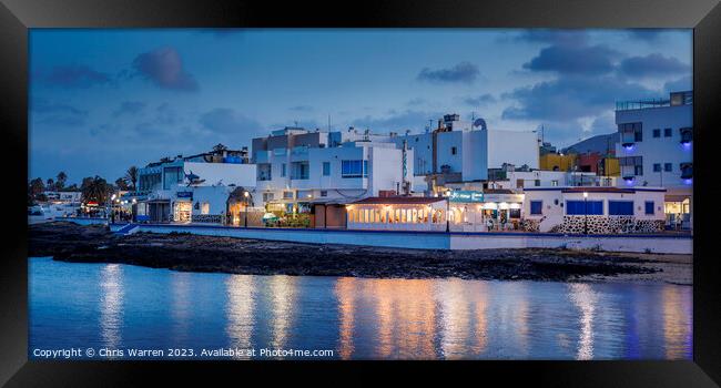Old Town beach Corralejo Fuerteventura at twilight Framed Print by Chris Warren