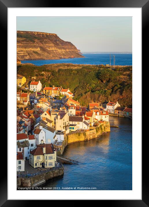 Early morning light Staithes Harbour Yorkshire  Framed Mounted Print by Chris Warren