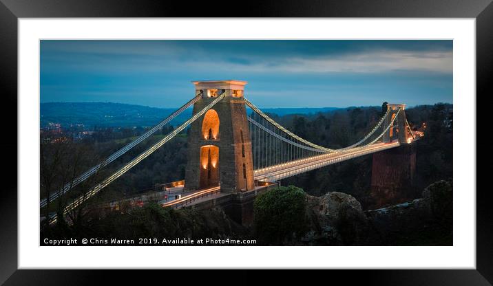 Clifton Suspension Bridge Bristol twilight Framed Mounted Print by Chris Warren