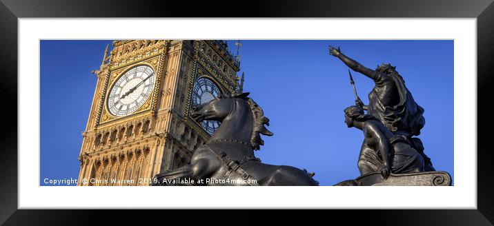 Big Ben & Boadicea's Horse Westminster London Framed Mounted Print by Chris Warren