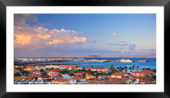View of Corralejo Fuerteventura sunset Framed Mounted Print by Chris Warren