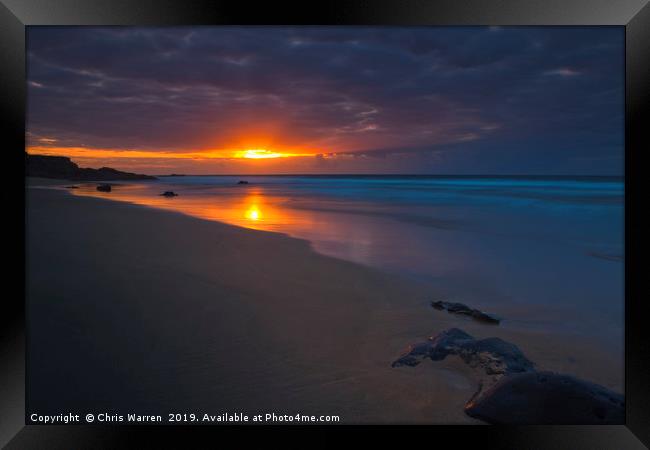 Sunset over the sea on Fuerteventura  Framed Print by Chris Warren