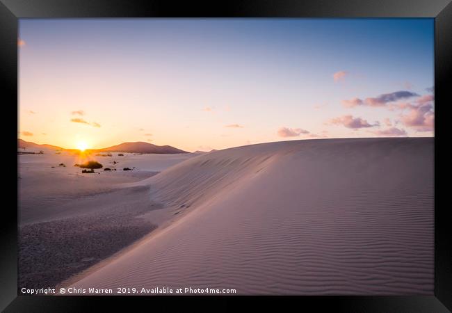 Sand dunes in the evening light Corralejo  Framed Print by Chris Warren