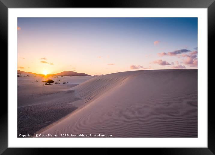 Sand dunes in the evening light Corralejo  Framed Mounted Print by Chris Warren