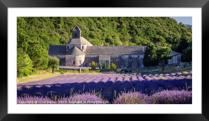 Lavender fields Senanque Abbey France Framed Mounted Print by Chris Warren