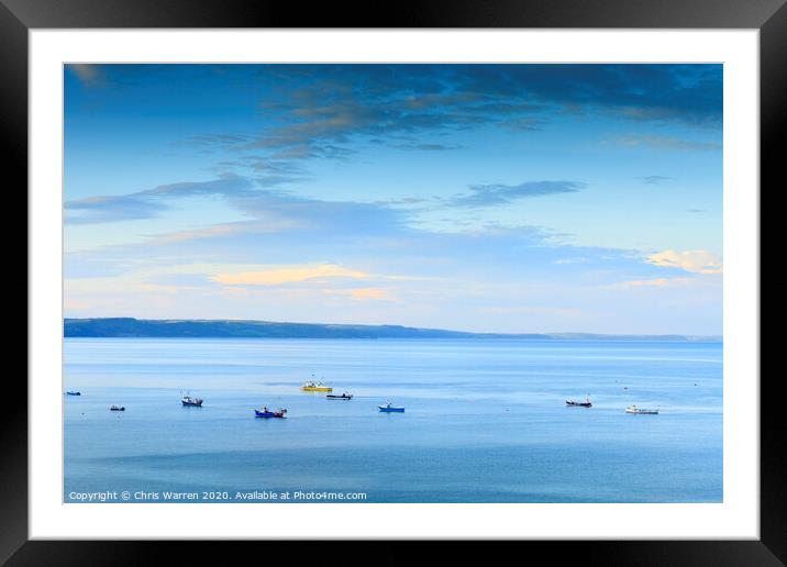 Boats moored in the bay Framed Mounted Print by Chris Warren