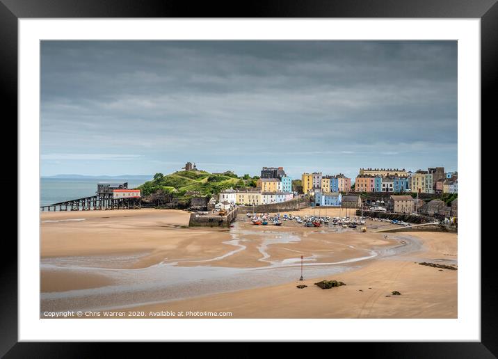 Tenby Harbour & North beach Framed Mounted Print by Chris Warren