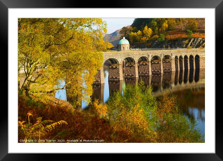 Garreg-ddu Reservoir Elan Valley Wales in autumn Framed Mounted Print by Chris Warren