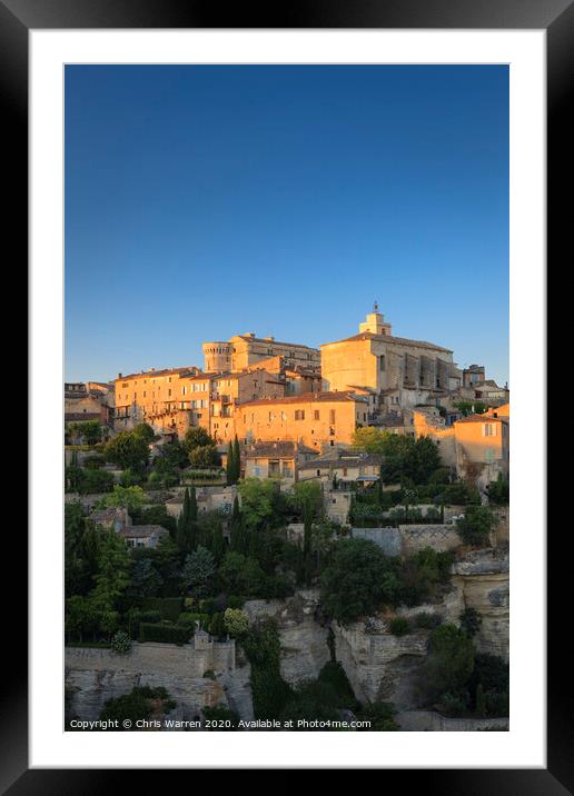 Gordes Provence France in evening light Framed Mounted Print by Chris Warren