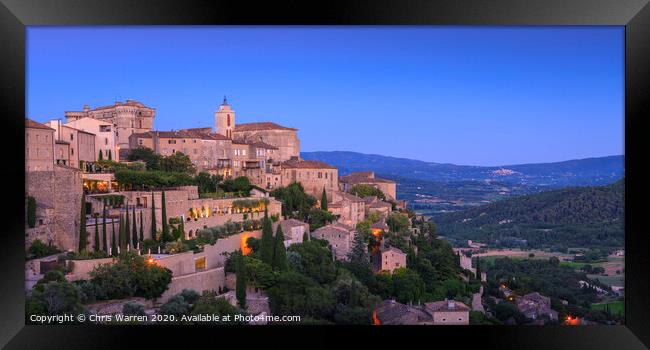 Gordes Provence France in evening light Framed Print by Chris Warren