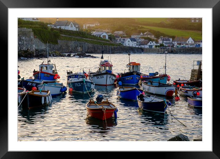 Boats in Coverack Harbour St Keverne Cornwall Framed Mounted Print by Chris Warren