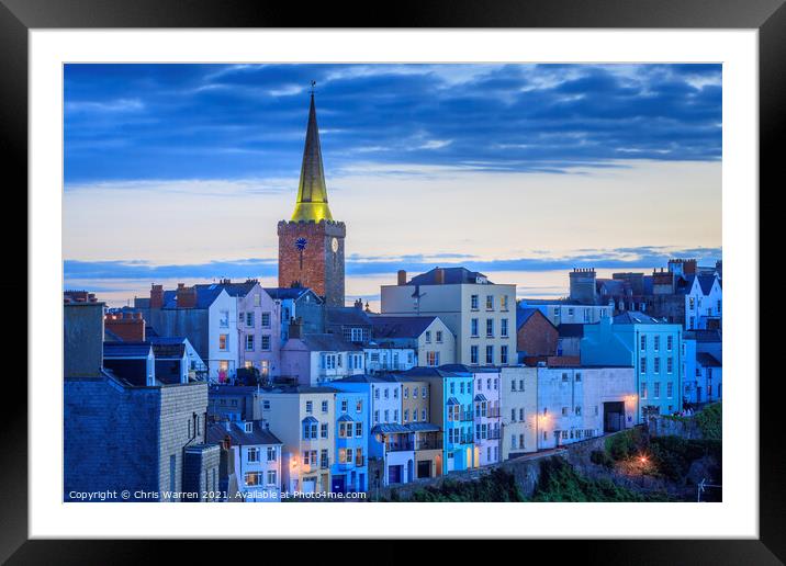 Tenby Pembrokeshire Wales at twilight Framed Mounted Print by Chris Warren