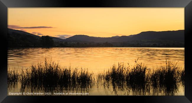 Sunset over Llyn Tegid Bala Lake Snowdonia Framed Print by Chris Warren
