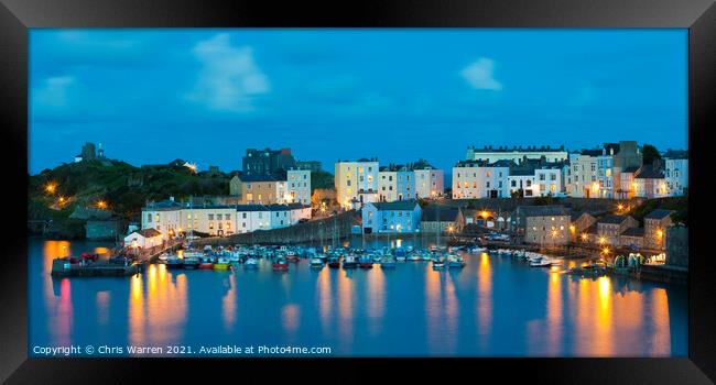 Tenby Harbour Tenby Pembrokeshire Wales at twiligh Framed Print by Chris Warren