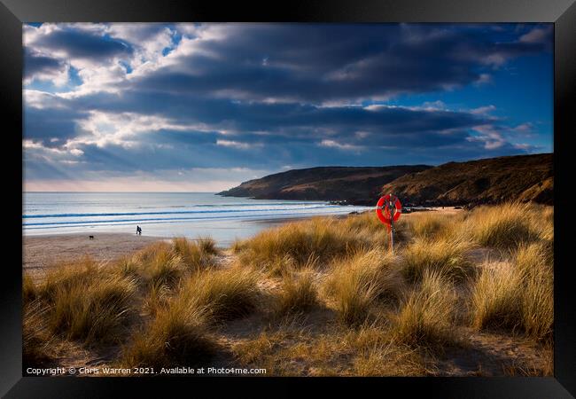 Freshwater West Pembroke Pembrokeshire Wales Framed Print by Chris Warren