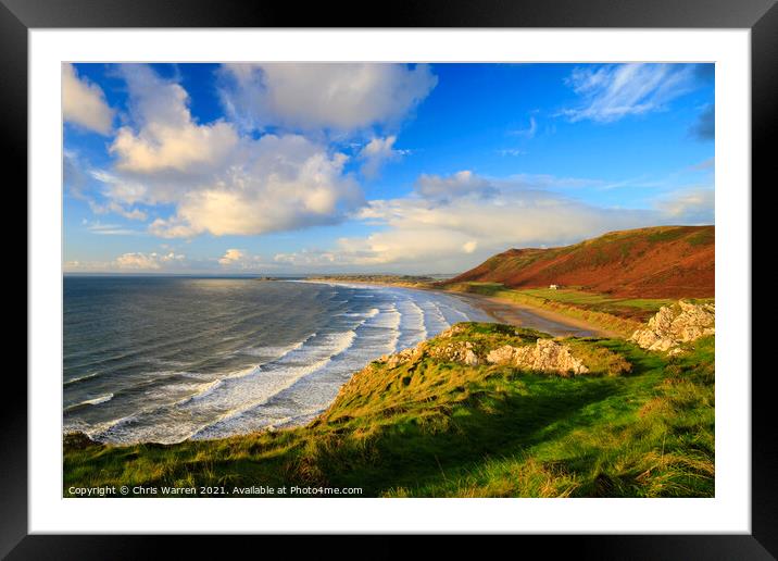 Rhossili Bay Gower Swansea Wales Framed Mounted Print by Chris Warren