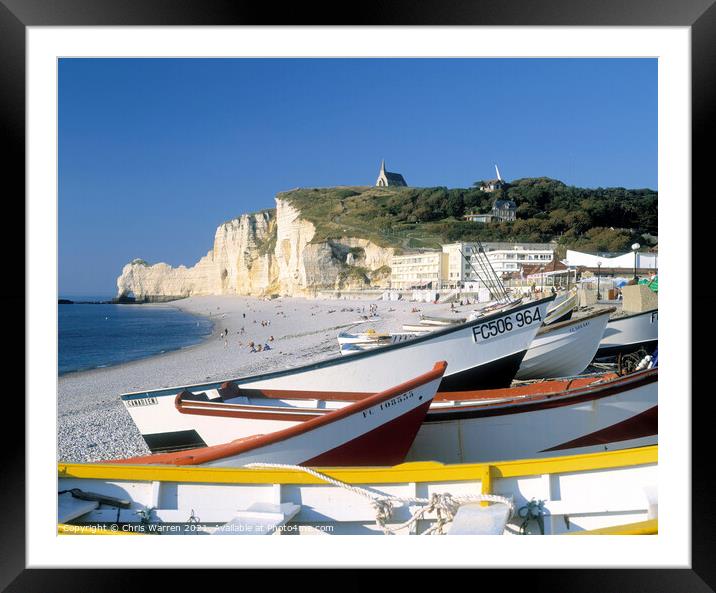 Colourful boats at Etretat France Framed Mounted Print by Chris Warren