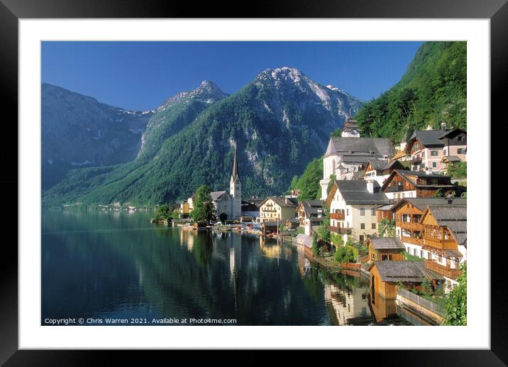 Lake Hallstattersee and the village of Hallstatt A Framed Mounted Print by Chris Warren