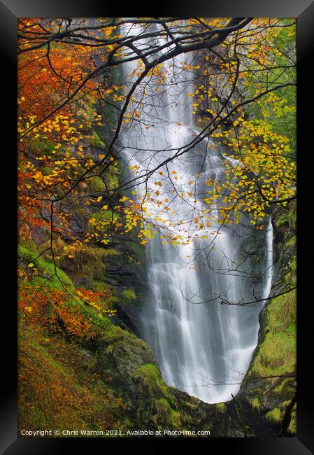 Pistyll Rhaeadr Waterfalls in autumn Framed Print by Chris Warren