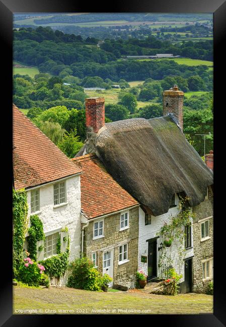 Cottages on Gold Hill Shaftesbury Dorset England Framed Print by Chris Warren