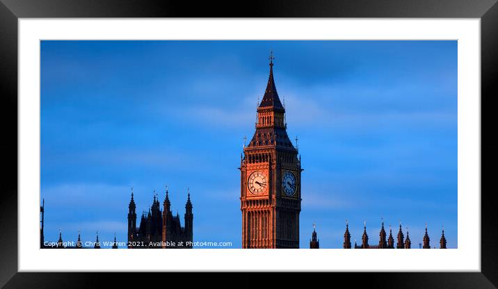 Big Ben London in the evening light Framed Mounted Print by Chris Warren