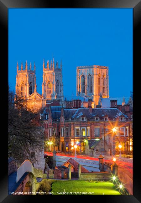 York Minster at twilight from the City Walls Framed Print by Chris Warren