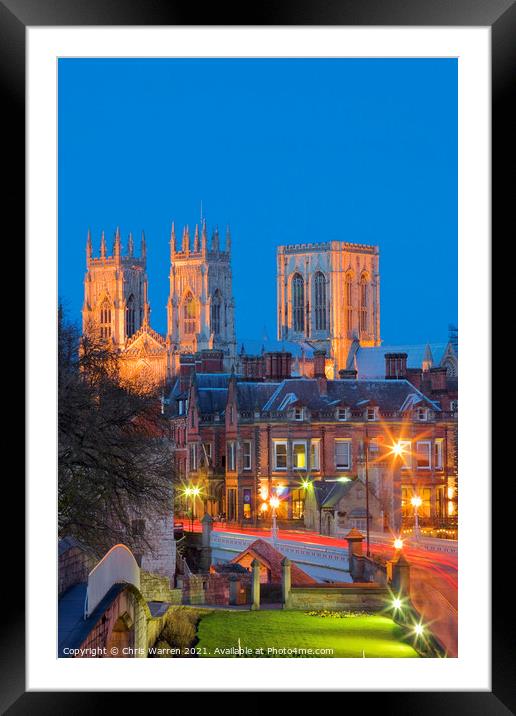 York Minster at twilight from the City Walls Framed Mounted Print by Chris Warren