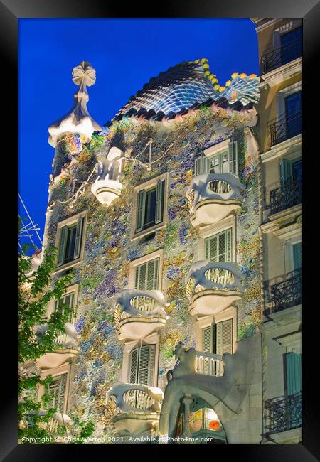 Casa Batllo Barcelona at twilight Framed Print by Chris Warren