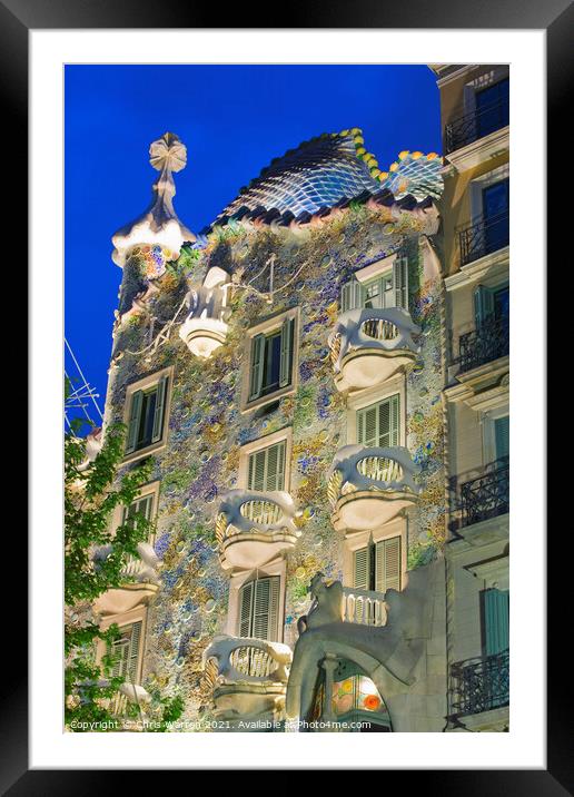 Casa Batllo Barcelona at twilight Framed Mounted Print by Chris Warren