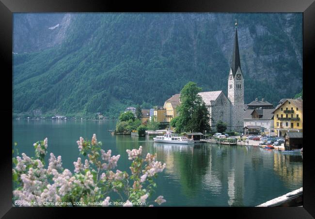 Hallstatt village on Lake Hallstattersee Austria Framed Print by Chris Warren