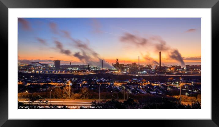 Overview of Port Talbot Steel Works Swansea Wales Framed Mounted Print by Chris Warren