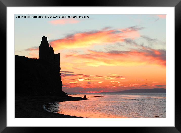 Romantic sunset walk  , Greenan castle Framed Mounted Print by Peter Mclardy