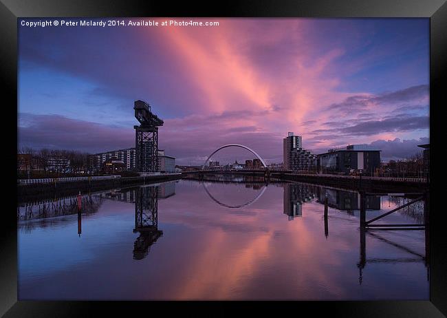 Glasgow at sunset ! Framed Print by Peter Mclardy